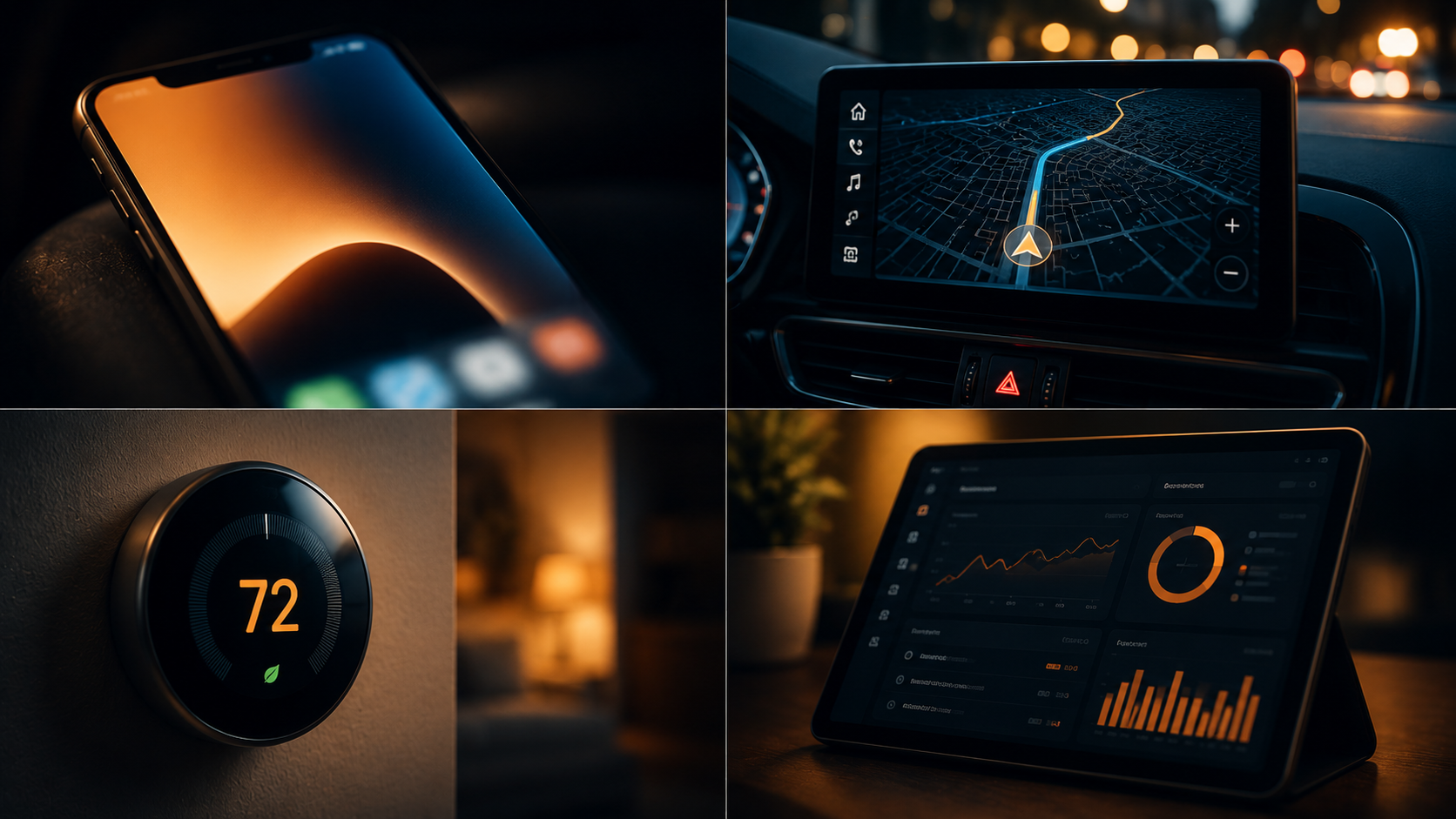 Four systems you trust — smartphone, GPS, thermostat, finances